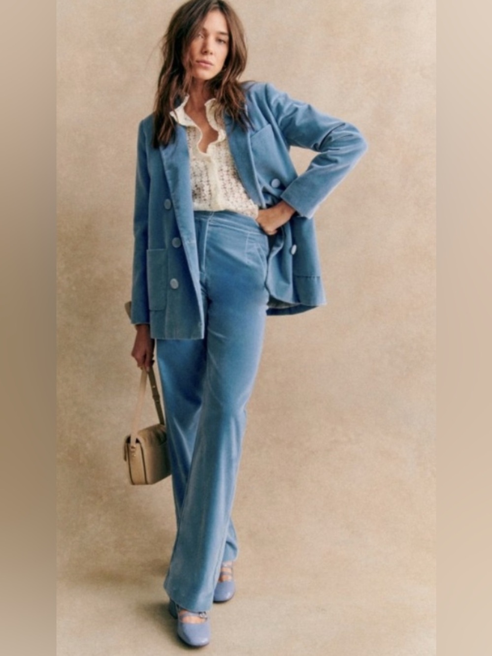 Sezane Michele jacket iceberg blue corduroy NWT